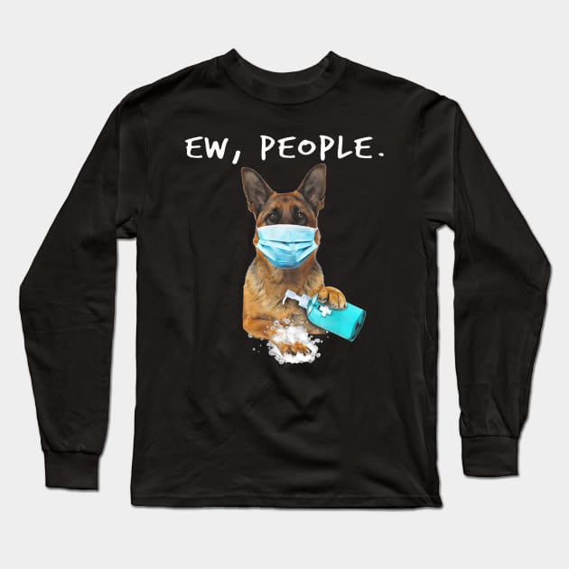 German Shepherd Ew People Dog Wearing A Face Mask Long Sleeve T-Shirt by Carmenshutter